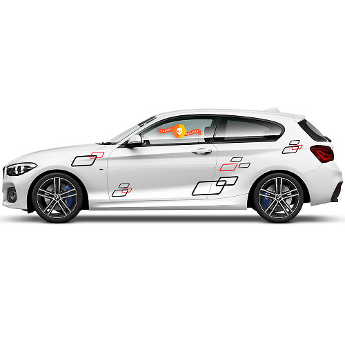 2 x Autocollants en vinyle Stickers graphiques côté bmw 1 série 2015 porte rectangles de course
