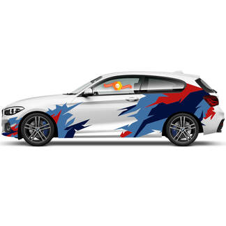 2 x Autocollants graphiques en vinyle latéraux BMW Série 1 2015 Porte Fire Race
