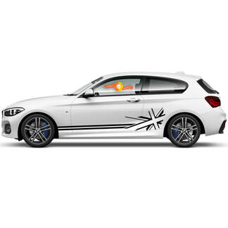 2 x Autocollants graphiques en vinyle latéraux BMW série 1 2015 drapeau à damier panneau à bascule drapeau britannique nouveau
