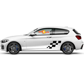 2 x Autocollants graphiques en vinyle côté BMW série 1 2015 drapeau à damier dessin diamants
