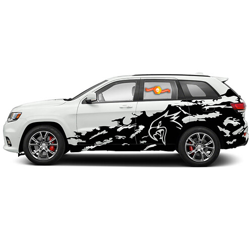 JEEP GRAND Cherokee Trackhawk Logo Splash Grunge Stripes Kit Vinyl Decal Graphic