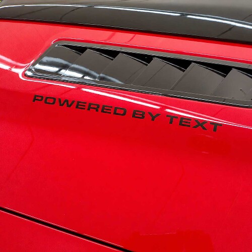 Jeu d'autocollants vinyle de capot Powered By "Custom Text" pour Musclecar Musclecarmodel GT