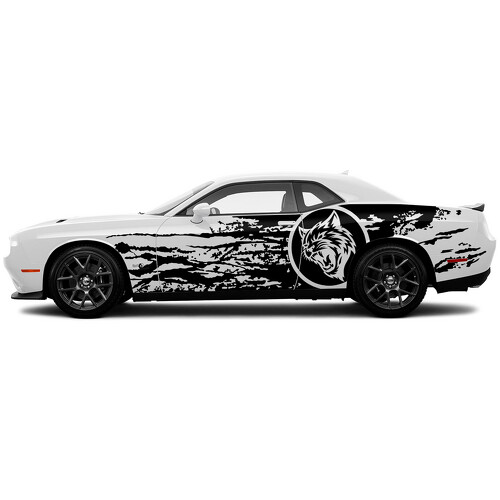 Dodge Challenger ou Charger SRT Hellcat Splash Grunge Side Widebody Kit Nouveau Autocollant Vinyle Hell Cat Sticker Décalcomanie Graphique
