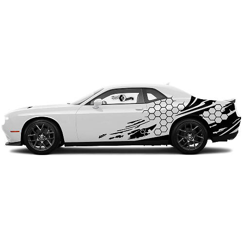 Ensemble de décalcomanies vinyle côté porte effet nid d'abeille pour Dodge Challenger