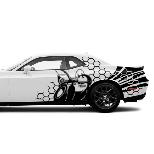 Autocollant vinyle latéral avec graphique Super Bee et nid d'abeille pour Dodge Challenger