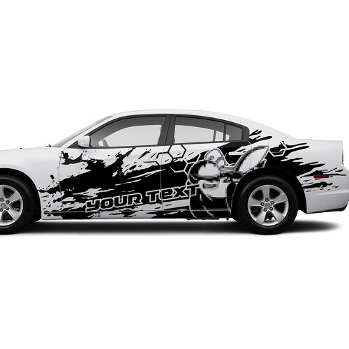 Autocollant vinyle latéral Super Bee & texte personnalisé pour Dodge Challenger