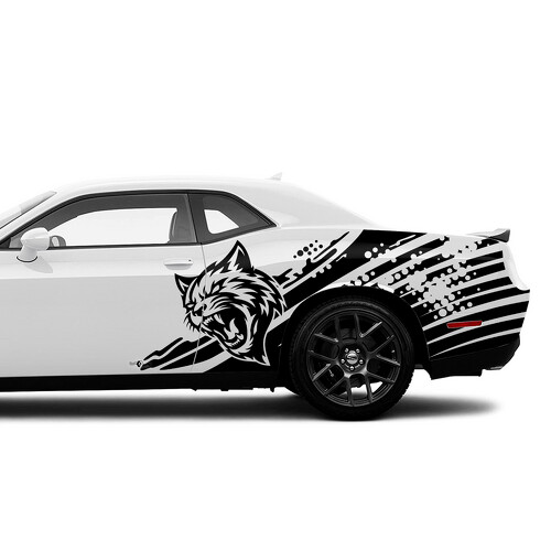 Autocollant Vinyle avec Logo Wildcat à Pois et Rayures pour Porte de Dodge Challenger