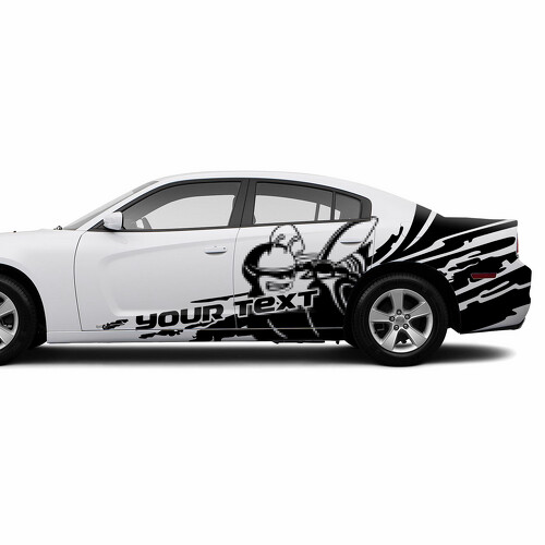 Autocollant en vinyle latéral éclaboussures de boue et texte personnalisé pour Dodge Challenger