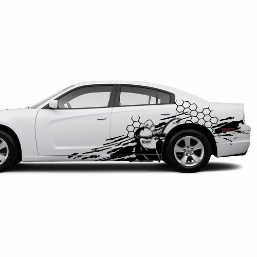 Autocollant vinyle latéral en nid d'abeille et éclaboussure de boue pour Dodge Challenger