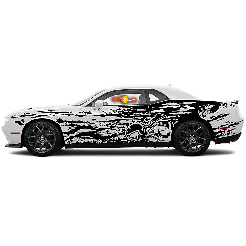 Paire de décalcomanies latérales style grunge Super Bee pour Dodge Challenger Charger