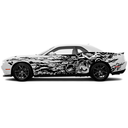 Autocollant vinyle latéral avec éclaboussures de boue et motif hexagonal pour Dodge Challenger