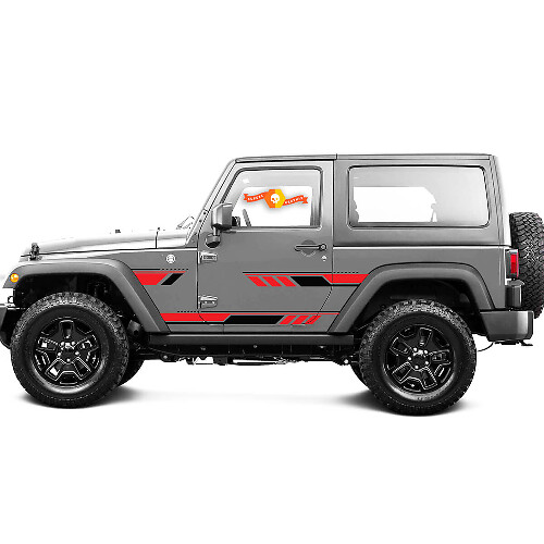 2 Couleurs Nouveau Autocollant Décal JEEP Rayures graphiques latérales Wrangler Porte
