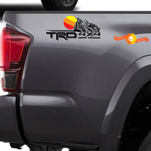 Autocollants Vinyle Latéraux Vintage Logo Topographique TRD 2 Pour Toyota Tacoma