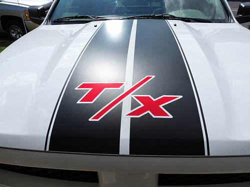 Autocollant vinyle personnalisé T/X bandes de course jumelées pour capot Dodge Challenger
