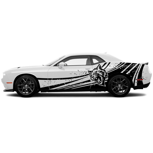 Autocollant Vinyle Grunge Porte Latérale Hellcat Destroyed pour Dodge Challenger