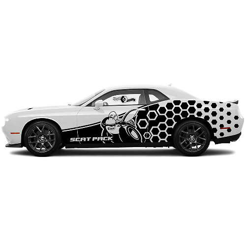Kit de décalcomanies latérales en vinyle à nid d'abeille Scat Pack pour Dodge Charger Challenger