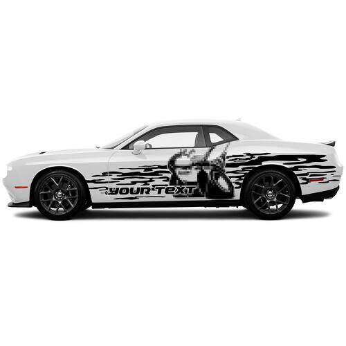 Autocollant Vinyle Décalque Latéral Porte Style Grunge Scat Pack pour Dodge Challenger