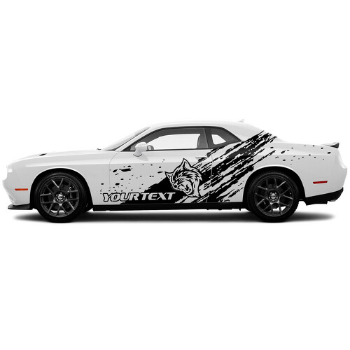 Autocollant vinyle texte personnalisé Hellcat avec rayures pour porte latérale Dodge Challenger