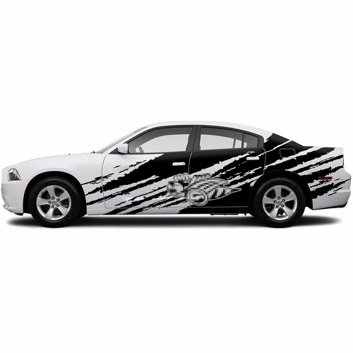 Autocollant vinyle latéral style Destroyed Super Bee pour Dodge Charger