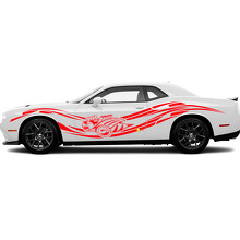 Autocollant vinyle latéral Super Bee et bandes incurvées pour Dodge Charger_3