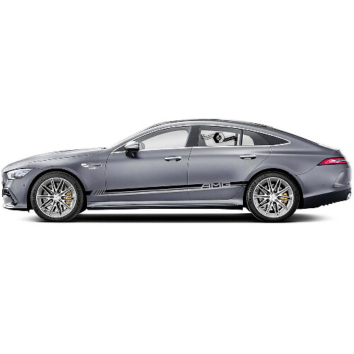 Paire d'autocollants vinyle bandes latérales style AMG pour Mercedes-Benz AMG GT 4 portes