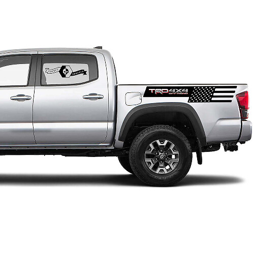 Autocollant Vinyle Décalque Drapeau USA TRD 4x4 Hors-Piste Latéral de Benne pour Toyota Tacoma