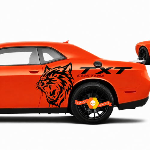TXT CUSTOM Cat Drip Graphic — Autocollant en vinyle (latéral) pour Dodge Challenger SRT, Hellcat