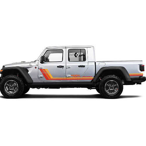 Kits graphiques - Kit de bandes de course rétro vintage 4x4 Off-Road des années 80 pour Jeep Gladiator Rubicon sport Off Road
