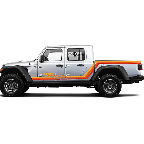 Kits graphiques - Rubicon Rétro Vintage 4x4 Kit de bandes de course hors route sportives en vinyle pour Jeep Gladiator
 1