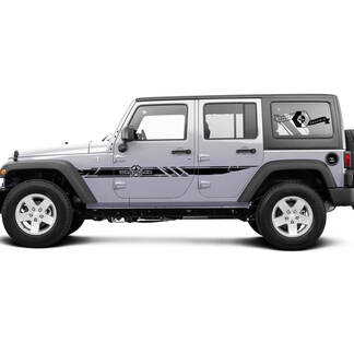 2 Side Jeep Wrangler Destroyed Military Army Star Doors Side Vinyl Stickers Graphics Sticker
