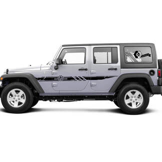 2 Side Jeep Wrangler Destroyed Military Army Star 4x4 Off-Road Doors Side Vinyl Stickers Graphics Sticker
