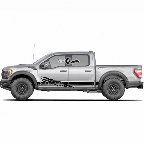 CUSTOM TXT Griffe Double Bande Paire Autocollant En Vinyle Pour Bas de Caisson Ford F-150 2022