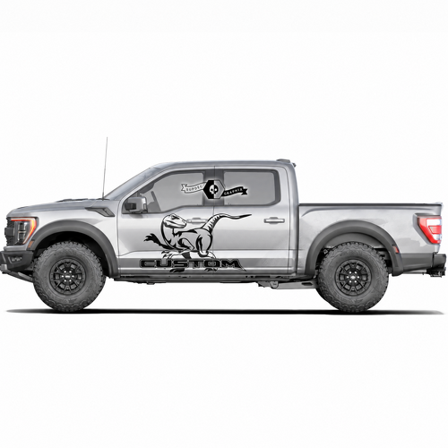 Autocollant Vinyle Personnalisé Paire de Dinosaures Qui Courent pour Portière Ford F-150 2022