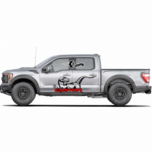 Décalque Vinyle Paire de Dinosaure Lettrage Rouge PERSONNALISÉ pour Ford F-150 2022