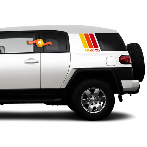 Paire de trois couleurs Old School Toyota FJ Cruiser TRD Stripes Side Vinyl Stickers Stickers pour Toyota FJ Cruiser - Trois couleurs extérieures
