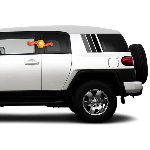 Paire de trois couleurs à l'ancienne Toyota FJ Cruiser Stripes Side Vinyl Decs Stickers for Toyota FJ Cruiser - Trois couleurs extérieures - Monochrome