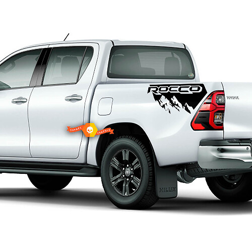 Toyota Hilux 2016 - 2021 Rocco Autocollants de montagnes arrière hors route de lit détruits Décalcomanies Trd Tronc
