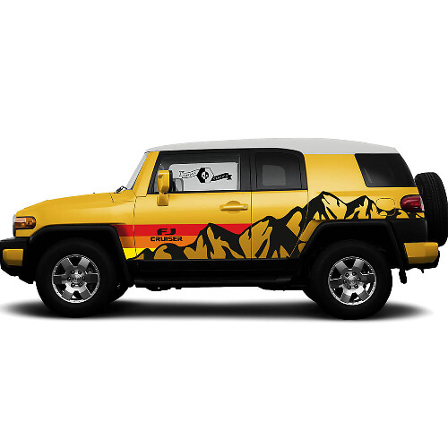 Autocollant vinyle latéral Montagnes & Rayures Vintage pour Toyota FJ Cruiser