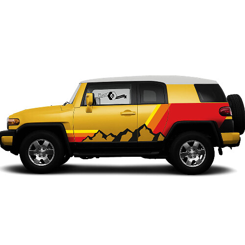 Autocollant Vinyl Latéral Montagnes & Rayures Rétro pour Toyota FJ Cruiser
