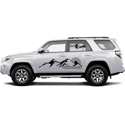 2x Autocollants en vinyle pour les portes latérales de 4Runner avec des montagnes pour Toyota 4Runner TRD
