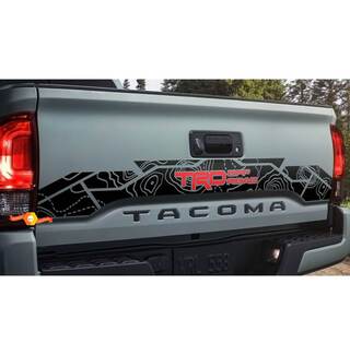 TRD 4x4 PRO Sport Off Road Carte topographique Hayon Autocollants en vinyle adaptés à Toyota Tacoma 16-21
