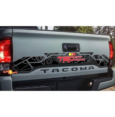 Autocollant Vinyle Carte Topographique TRD Off Road pour Hayon Toyota Tacoma 2016-2024