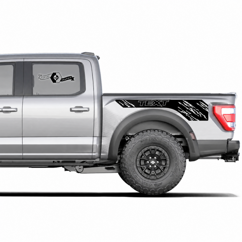 Texte personnalisé Logo usé Autocollant graphique latéral de lit Paire pour muscle car camion pick-up puissant 2020-2022 11393