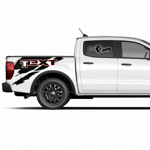 TEXT Autocollant vinyle duo panneau déchiré contour rouge pour Ford F-150 2022