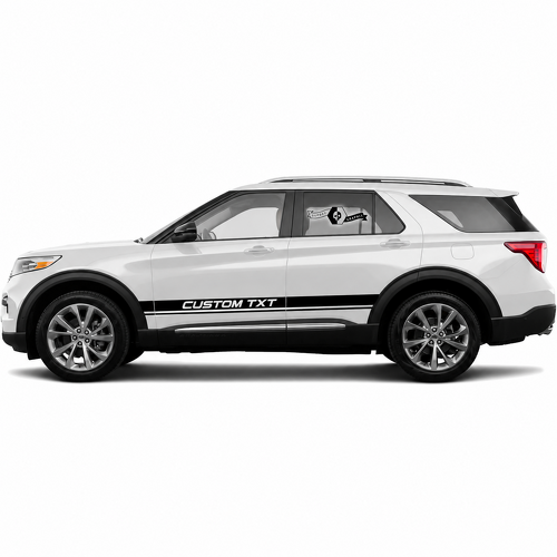Autocollant vinyle paire bande double ligne CUSTOM TXT pour bas de caisse Ford Explorer 2021