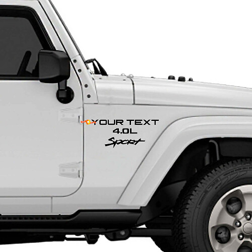 Autocollant en vinyle personnalisé style Sport 4.0 pour aile avant Jeep Wrangler