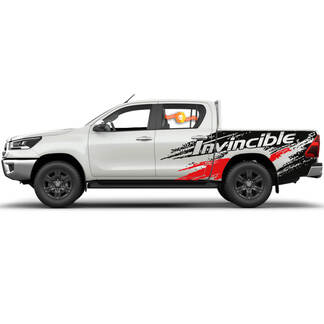 Paire Toyota Hilux 2022 Rally Distressed Side Splash Invincible Bed Vinyl Stickers Decal Graphic
