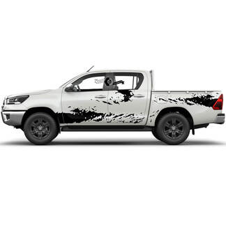 Paire Toyota Hilux 2022 Rally Doors Side Bed Splash Distressed WRAP Vinyl Stickers Decal Graphic
