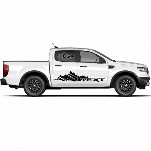 Texte personnalisé Autocollants en vinyle usé montagnes pour porte latérale Paire pour musclecar camion power truck 2022