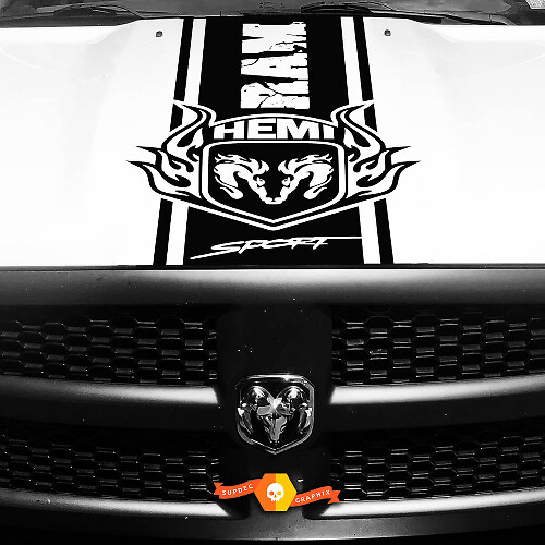 Autocollant Vinyle Bande de Capot HEMI Usée Bande Vinyle pour Dodge Ram